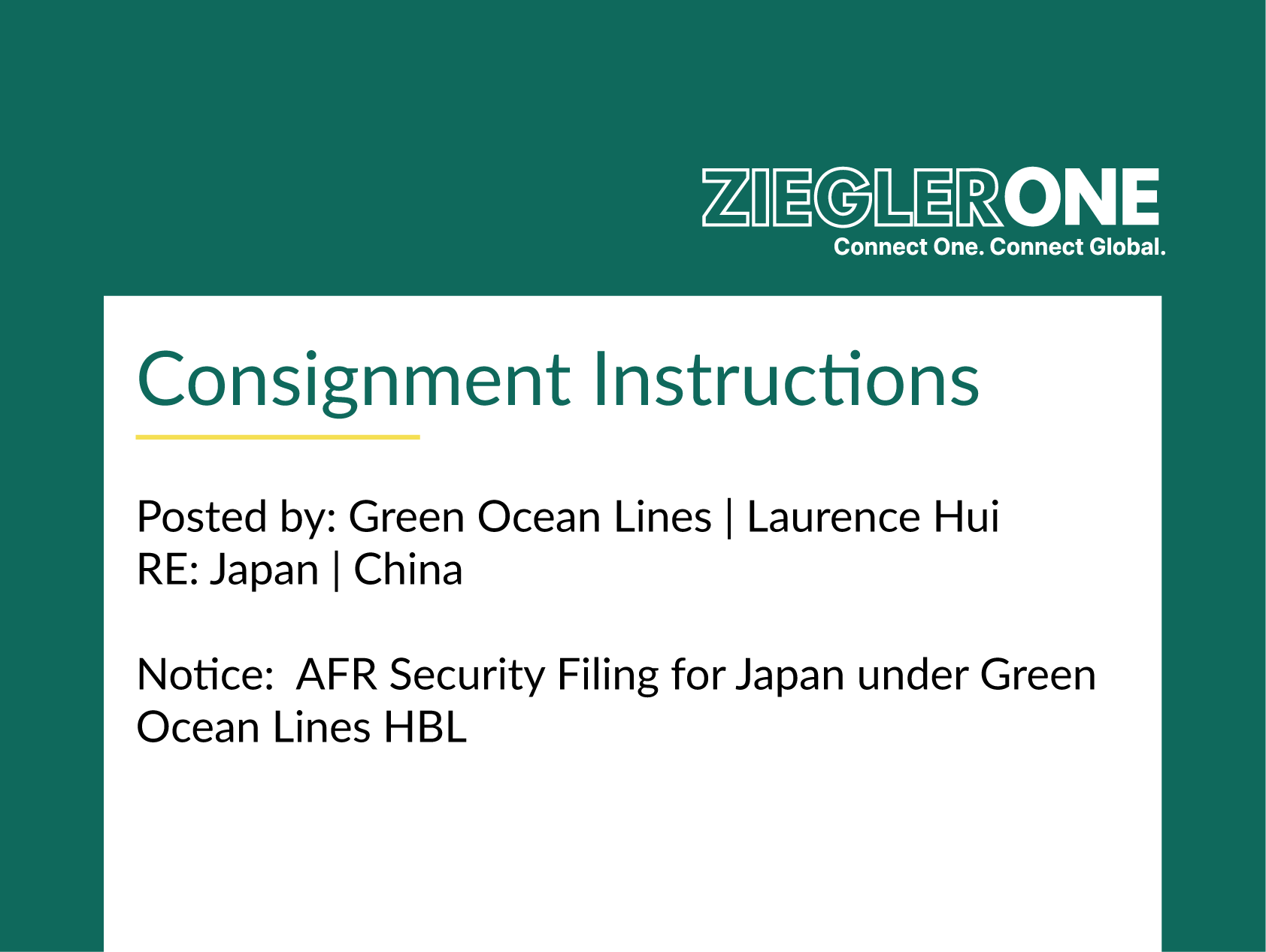 AFR Security Filing for Japan Under Green Ocean Lines HBL